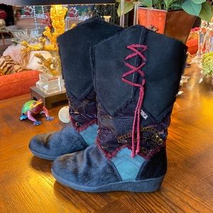 NEW SZ 39 (9) TECNICA ITALIAN APRES SKI BOOTS with Embroidered velvet mid boot